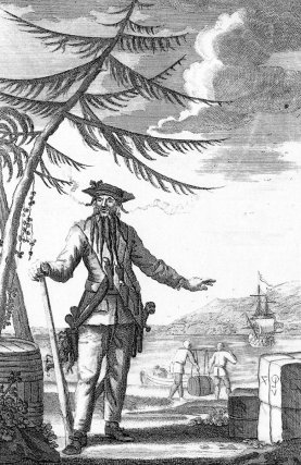  Gravure représentant le pirate Edward Teach alias Barbe Noire