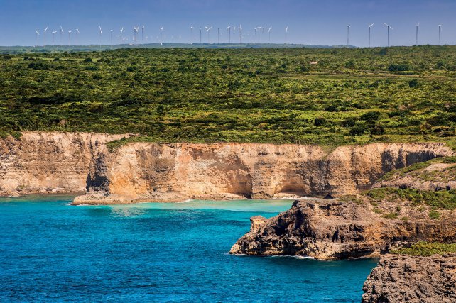 Champ d’éoliennes en Guadeloupe. 