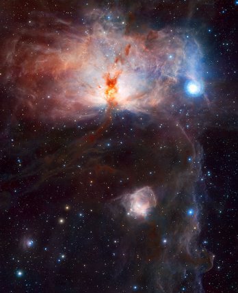 Nébuleuse de la Flamme, région d’étoiles en formation dans la constellation d’Orion à 1500 années-lumière. 