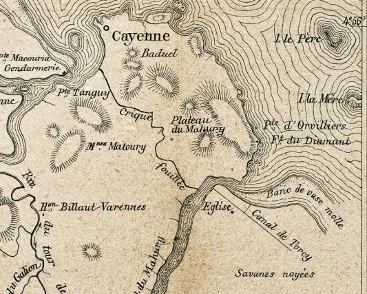 Le canal Torcy est indiquée en bas à droite de la carte.