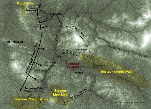 Orpaillage : Cartographie non officielle du Haut-Maroni