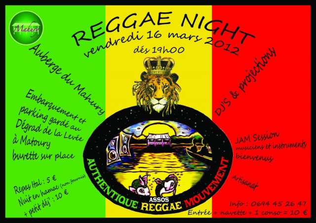 Jam Session, DJ's & Projections : Reggae Night à l'Auberge du Mahury